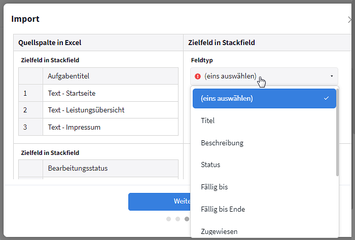 Feldtypen zuordnen