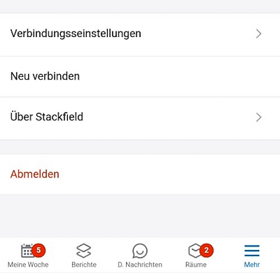 Verbindungseinstellungen Stackfield