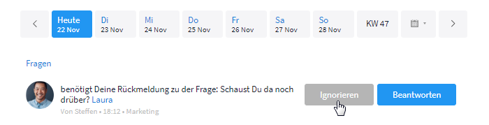 Direkte Frage in Meine Woche löschen