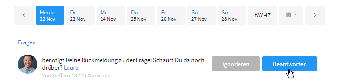 Auf eine Frage in Meine Woche antworten