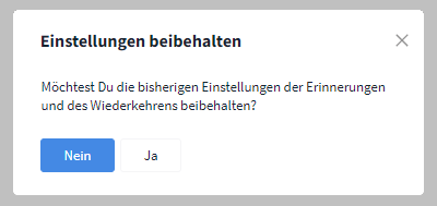 Abfrage Einstellungen beibehalten