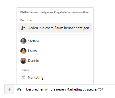 Auswahlmöglichkeiten @-Erwähnung