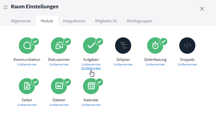 Verwaltung aller benutzerdefinierten Felder des Raumes aufrufen