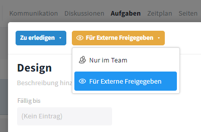 Aufgabe für Externe freigeben