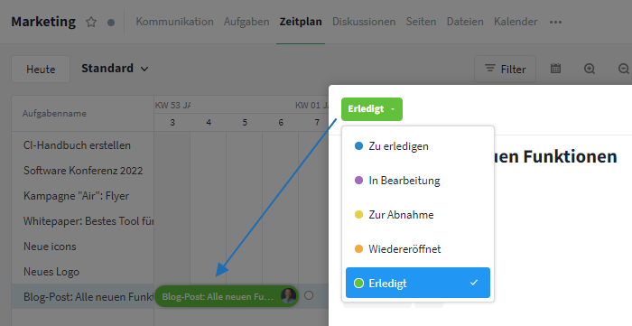 Farbe der Aufgaben im Raum