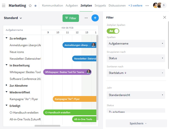 Gruppierung und Sortierung im Filter