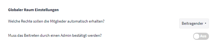 Einstellungen für globale Räume