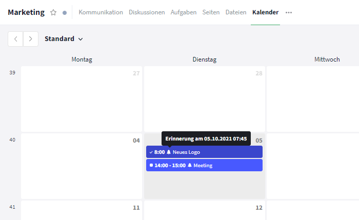 Termine / Aufgaben mit Erinnerung im Kalender