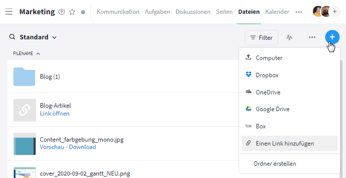 Datei als Link hinzufügen