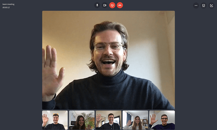 Video call - one participant is pictured larger than the others