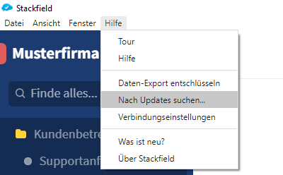 Stackfield auf Updates überprüfen