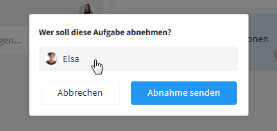 Nutzerauswahl Aufgabe abnehmen
