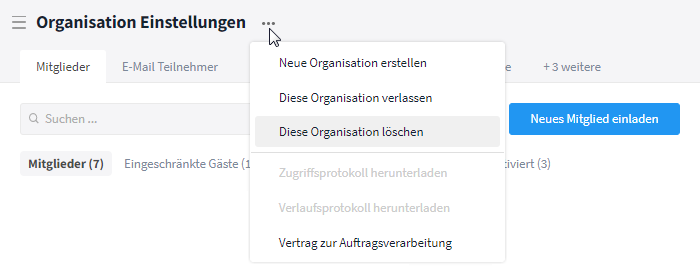 Organisation löschen