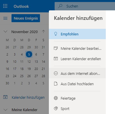 Kalender importieren