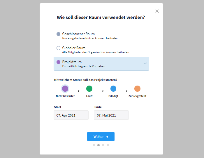Raum erstellen Schritt 2 - Projekt