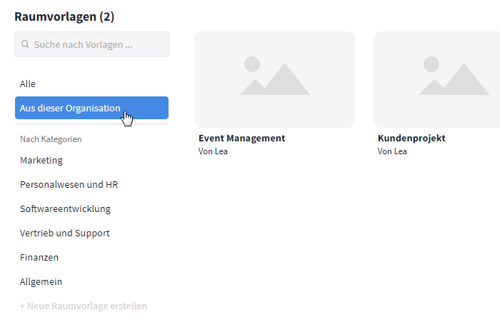 Raumvorlagen aus Deiner Organisation