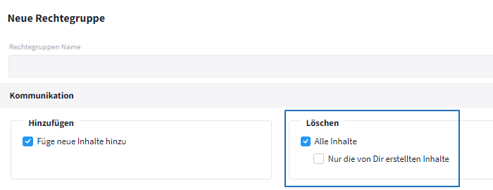 Rechtegruppe zum Löschen von Nachrichten