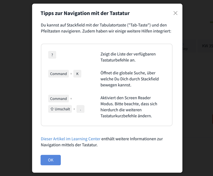 Hinweise zur Navigation mit Tab-Taste