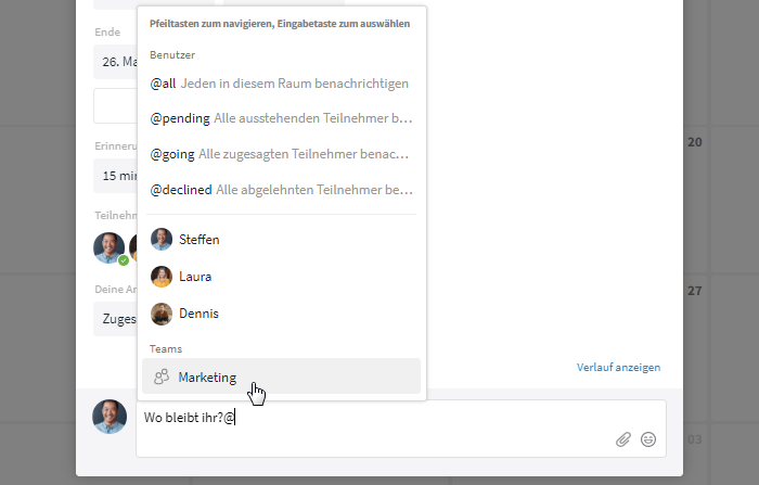 @-Erwähnung Teams