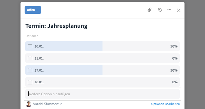 Eigene Option zu Umfrage hinzufügen