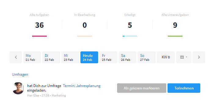 Benachrichtigung Umfrage in Meine Woche