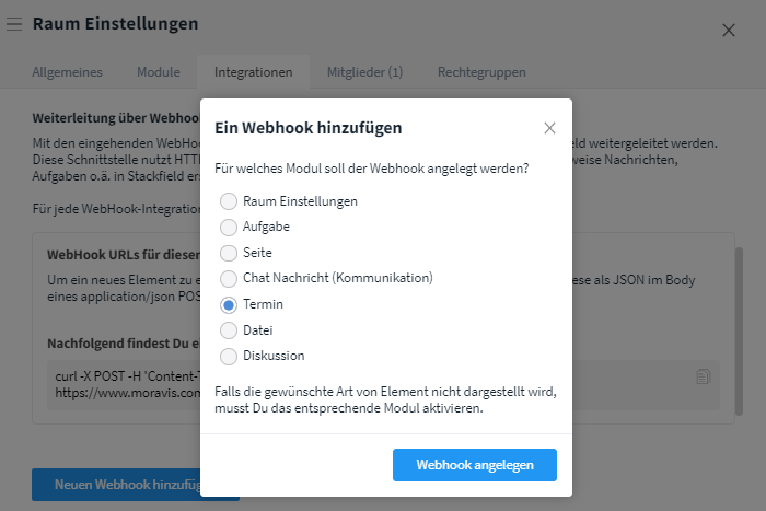 WebHook hinzufügen