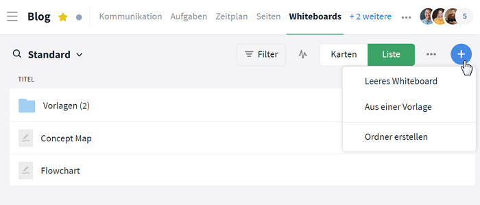 Erstelle ein neues Whiteboard