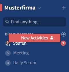 Notifications about direct messages in the sidebar