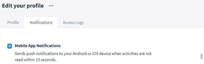 Enable / disable mobile app notifications