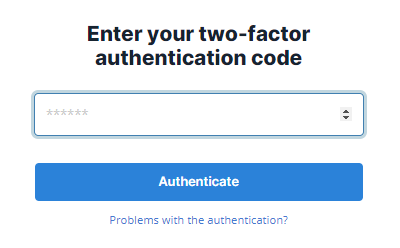 Enter the authentification code