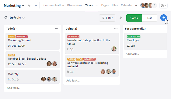 Creating a task in the tasks module