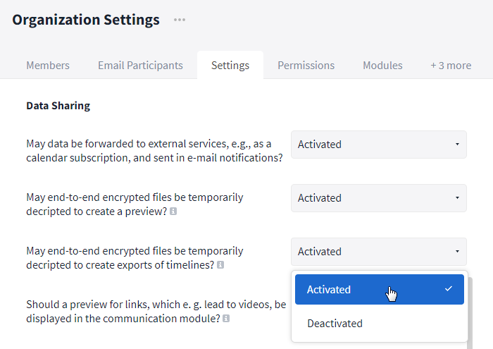 Export of end-to-end encrypted data