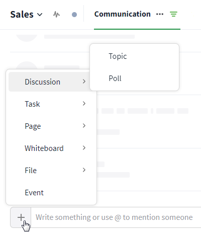 Create discussions in the Communication module