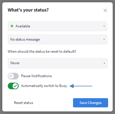 Enable automatic status switch