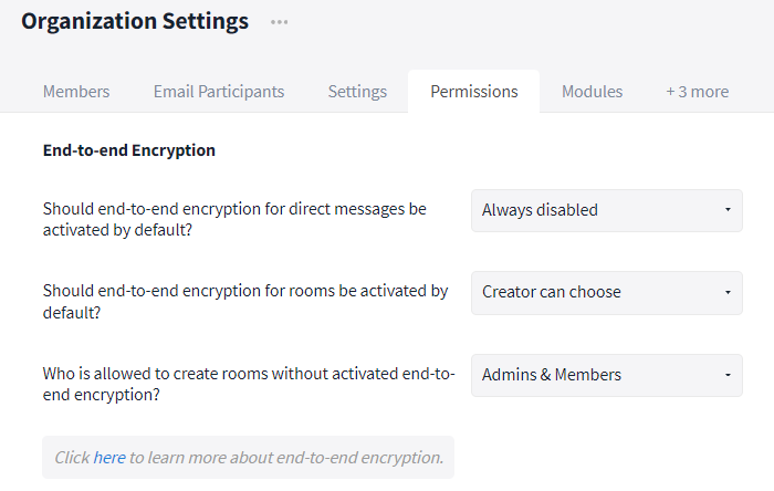 Organization Settings / Permissions