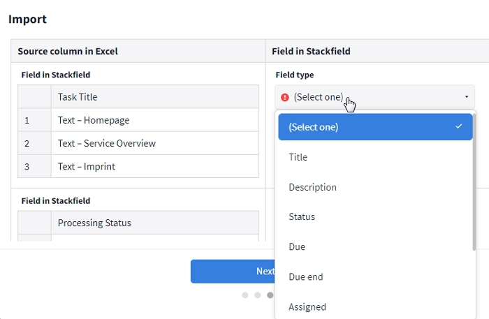 Assign field types