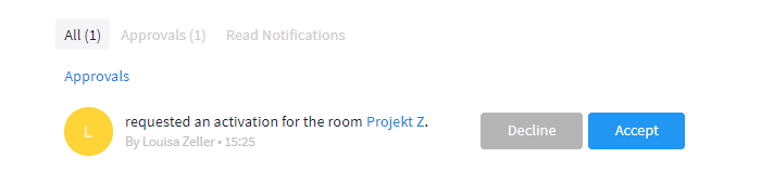 Notification for activating an encrypted room