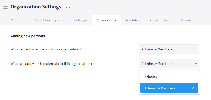 Defining the roles that are authorized to add users to the organization