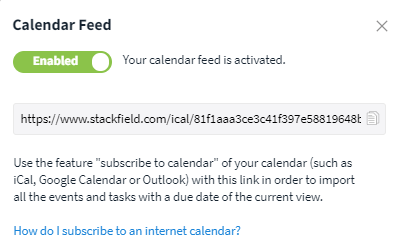 Activate calendar feed