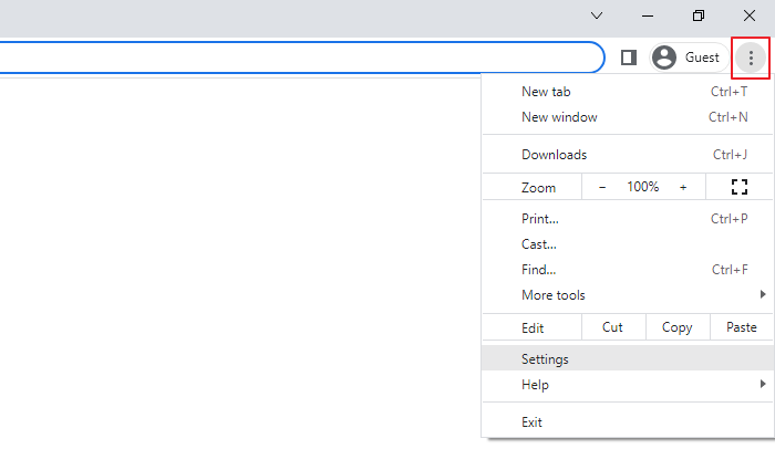 Browser settings in Chrome