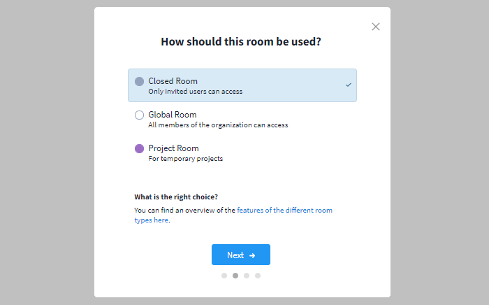 Creating a room Step 2 - closed