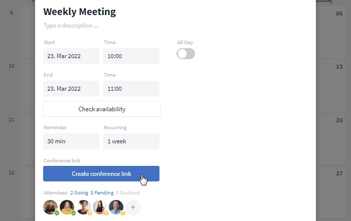 Create link for video conference