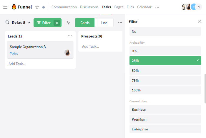 Custom field within the filter