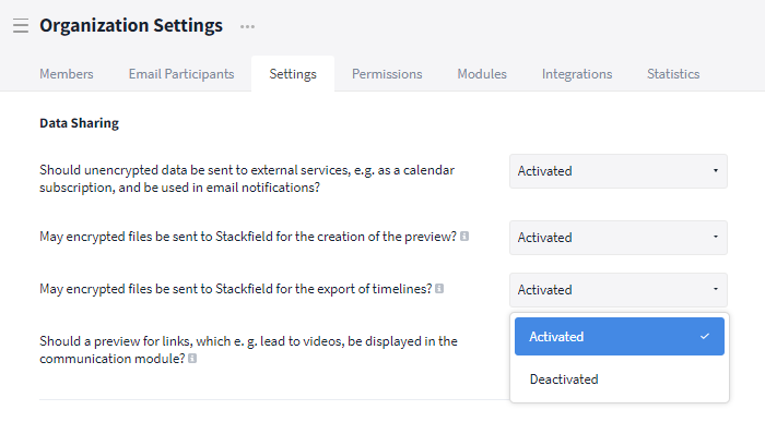 Export of encrypted data