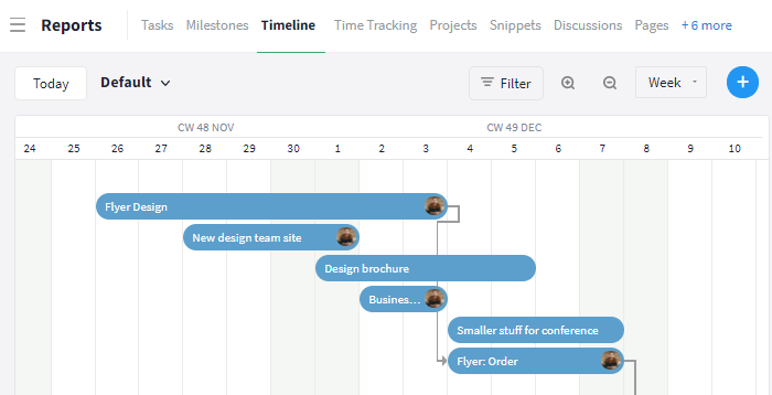 Gantt chart in the reports
