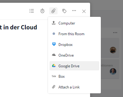 Attach Google Docs via paperclip icon