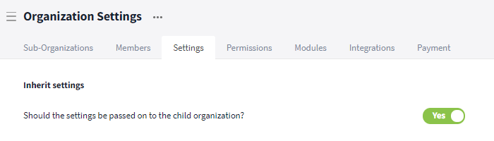 Inherit settings to all organizations