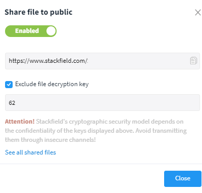 Encrypted room: transfer key separately from public link
