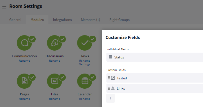 Settings tasks module