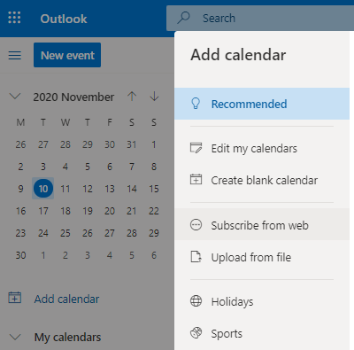 Import calendar